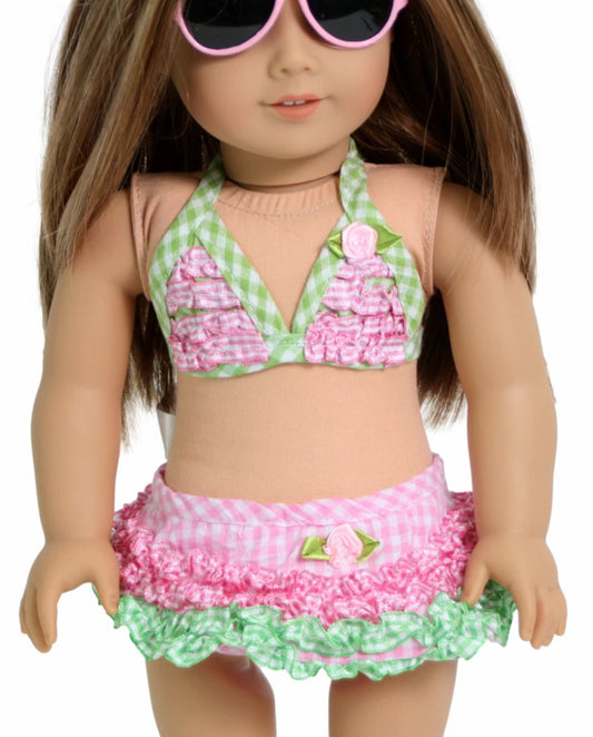 Pink & Green Ruffled Bikini