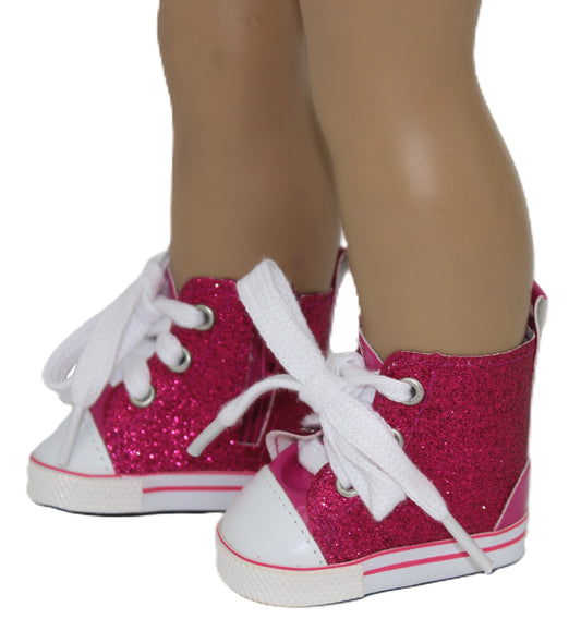 Pink Glitter Mid Tops