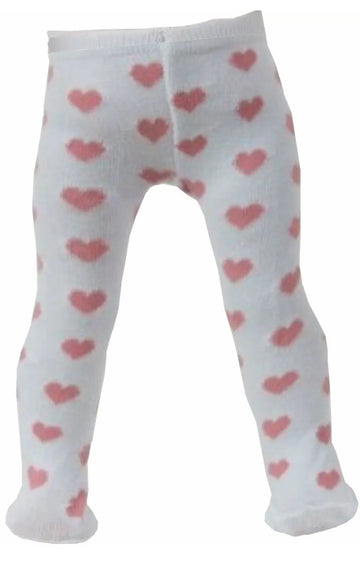 White Tights with Pink Hearts