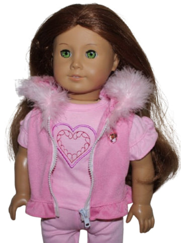 Pink Heart Fur Vest Outfit
