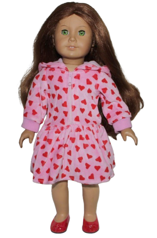 Pink Velour Hooded Knit Dress