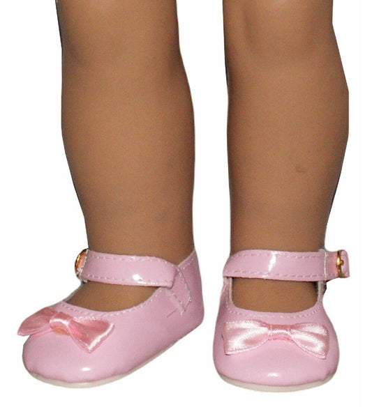 Pink Pantent Mary Janes w/Bows