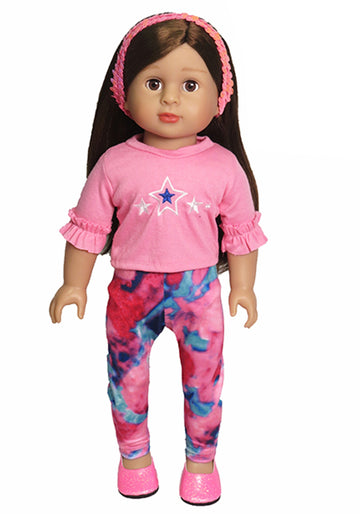 Pink Star Print Tee & Leggings