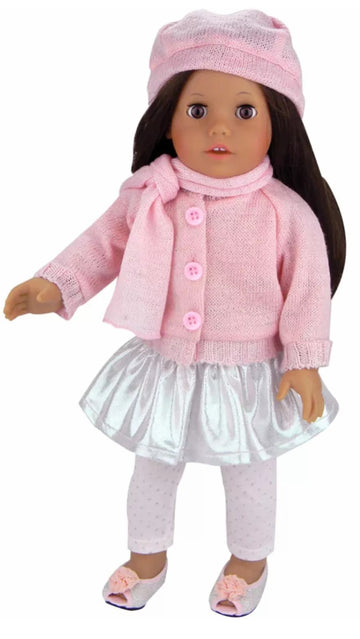 Pink Cardigan & Skirt Set