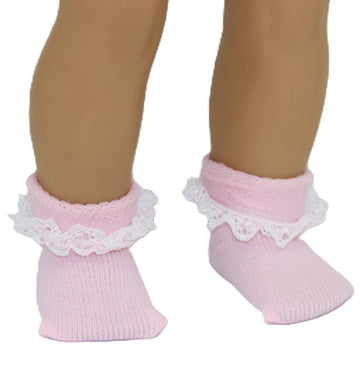 Pink Lace Anklets w/White Lace