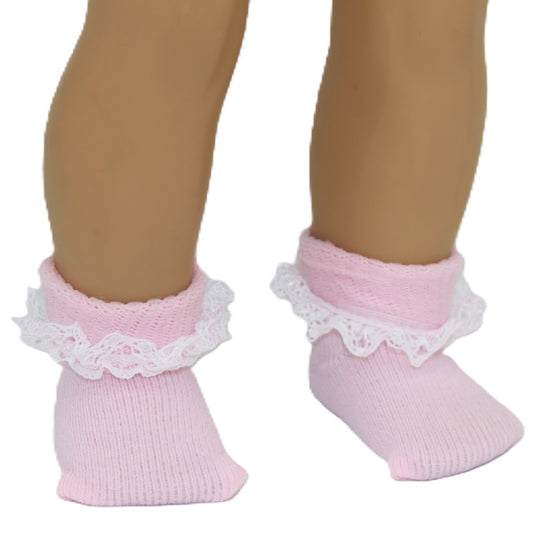 Pink Lace Anklets w/White Lace