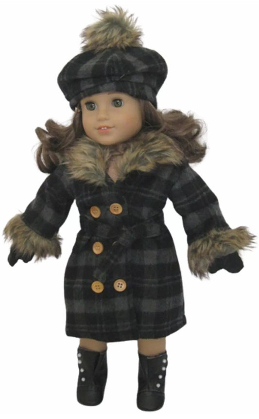 Gray & Black Plaid Coat