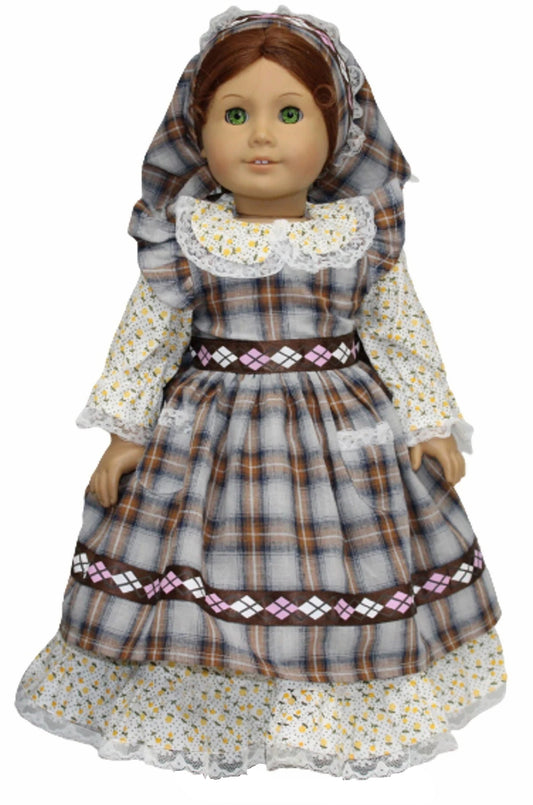 Floral Dress & Plaid Apron