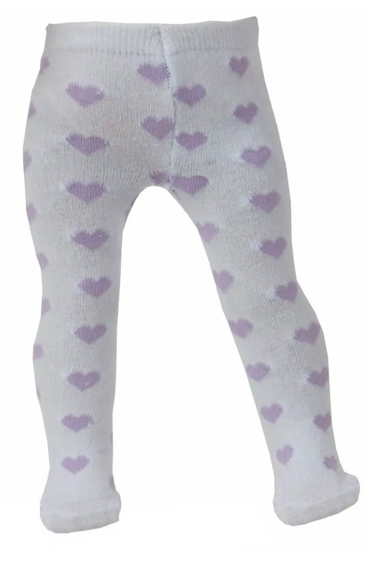 White Tights with Purple Hearts