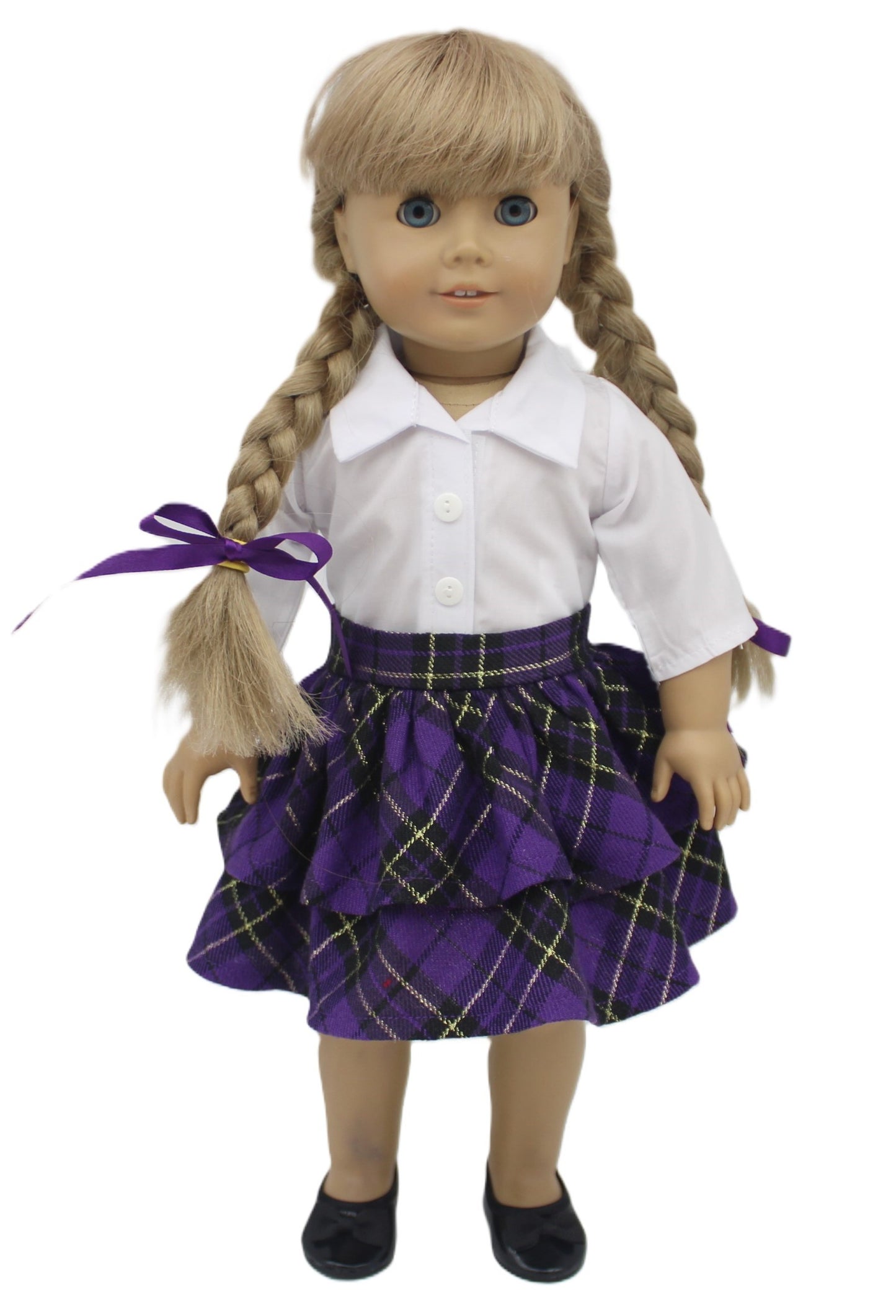 Purple Plaid Skirt Set
