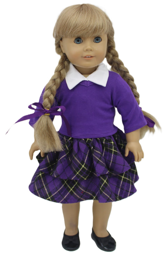 Purple Plaid Skirt Set