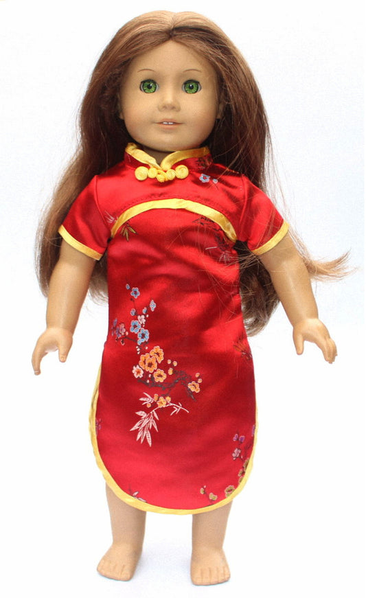 Red Satin Asian Dress