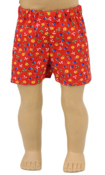 Red Floral Shorts