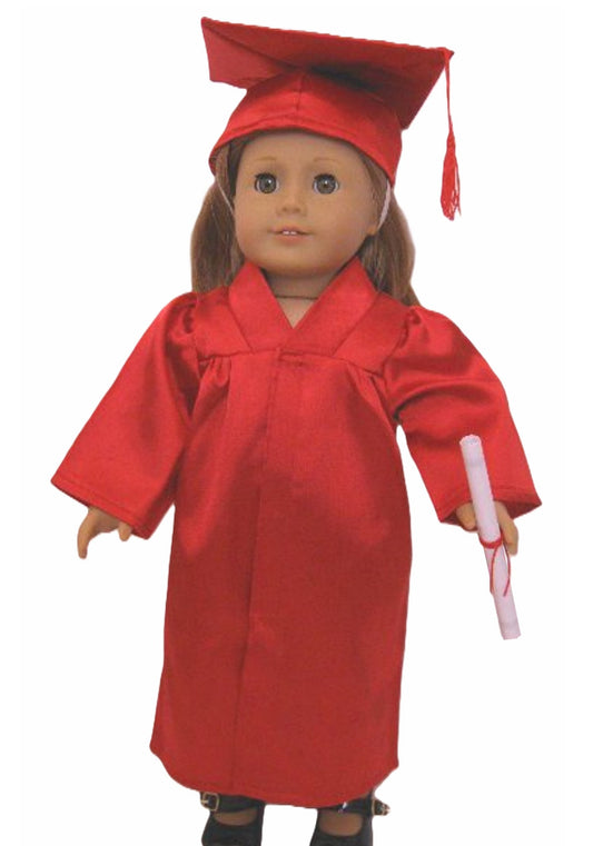 Red Graduation Cap & Gown