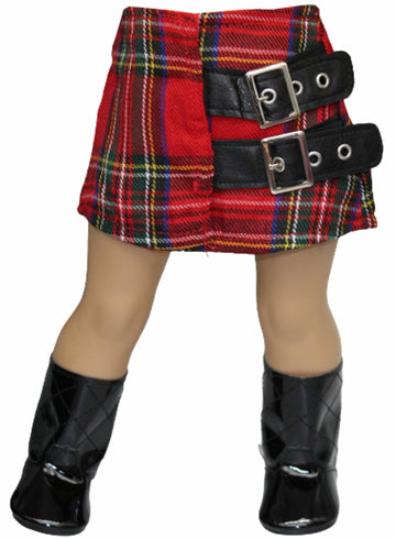 Red Plaid Skirt w/Buckles