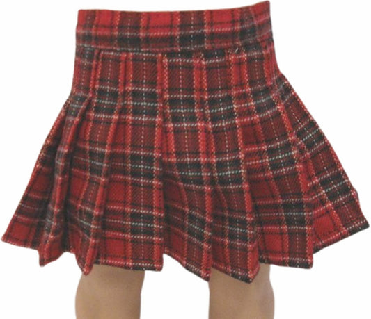 Red Plaid Pleated Skirt