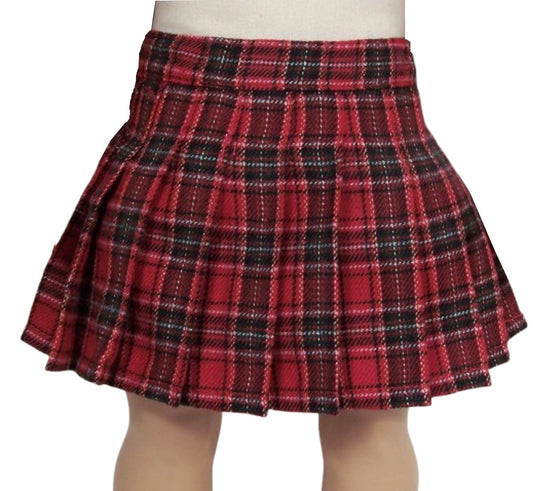 Red Plaid Pleated Skirt