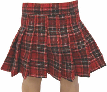 Red Plaid Pleated Skirt