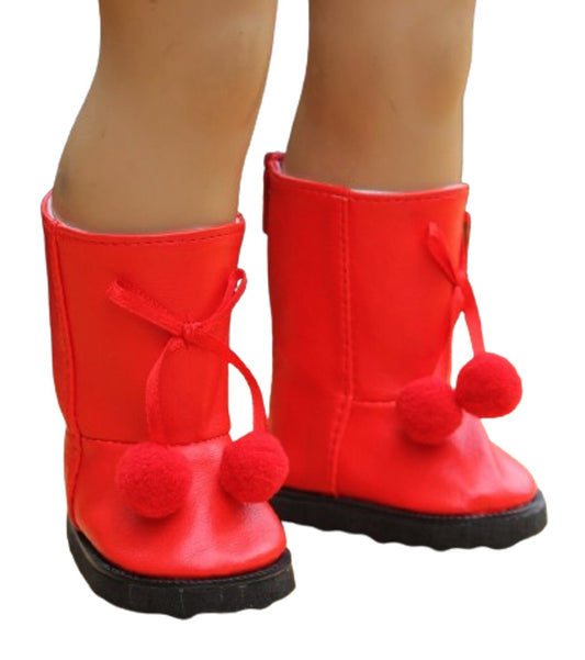 Red Boots w/ Pom Poms
