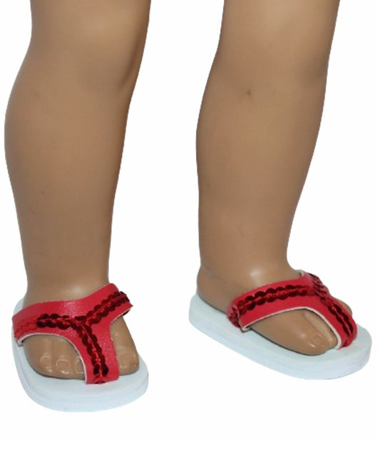 Red Sequin Flip Flops