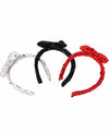 3-Pack Red Silver Black Headbands
