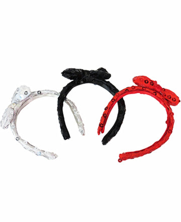 3-Pack Red Silver Black Headbands