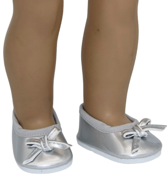 Silver Metallic Flats w/ Bows