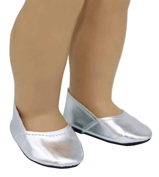 Shiny Silver Metallic Flats