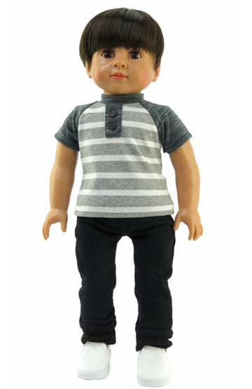 Gray Stripe Tee & Pants