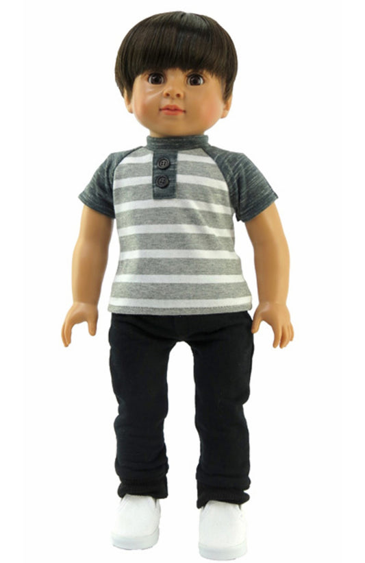 Gray Stripe Tee & Pants