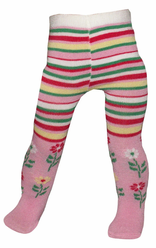 Pink Floral & Stripes Tights