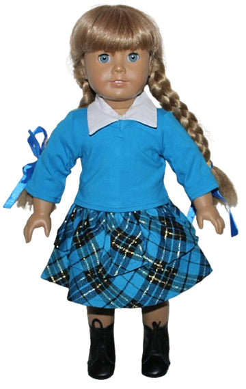 Blue Plaid Skirt Set