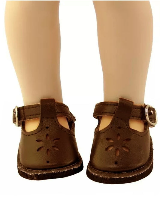 Brown Flower Mary Janes