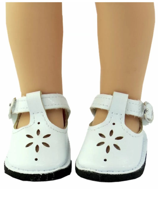 White Flower Mary Janes