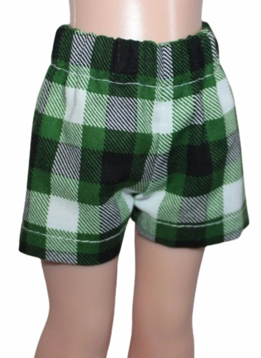 Green & Black Plaid Shorts