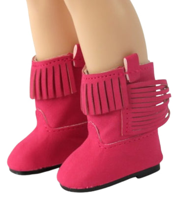 Dark Pink Fringe Cowboy Boots