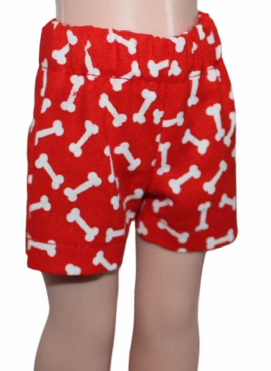 Bones on Red Shorts