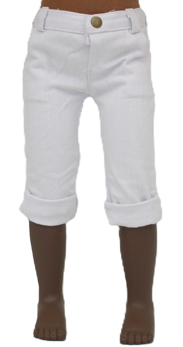 White Cuffed Capris Jeans