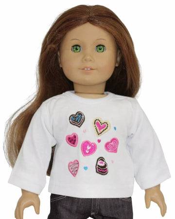 Embroidered Hearts Long Sleeve Tee