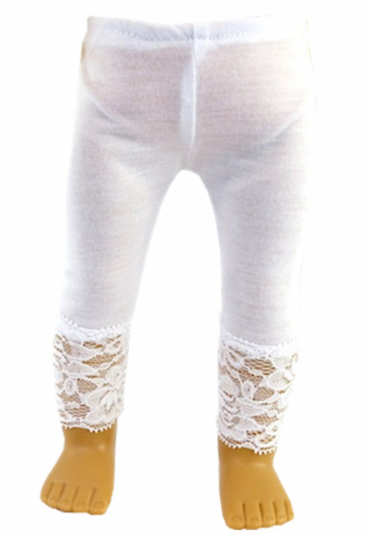 White Leggings w/ Lace Hem
