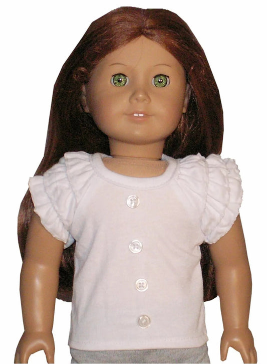 White Ruffled Sleeve Tee