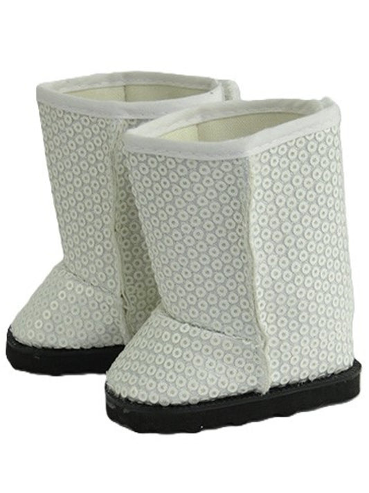 White Sequin Boots