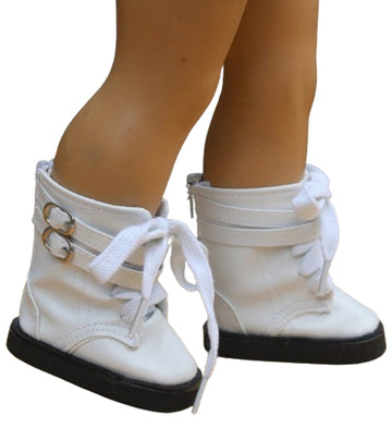 AS IS! White Chunky Buckle Boots