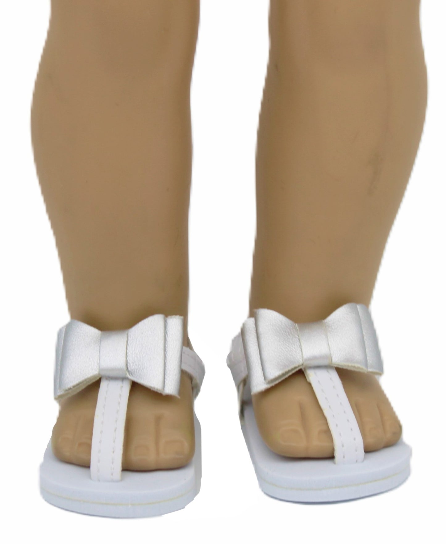 Silver Bow on White Sandals