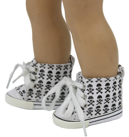 White Skull & Crossbones Mid Tops